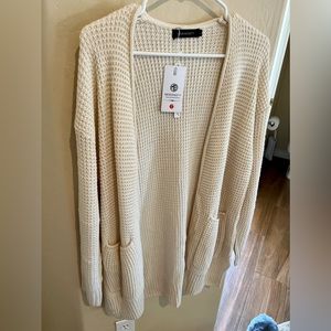 Cardigan White Sweater, Long, New with Tags